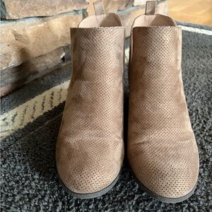 Journee Collection Taupe Perforated Ankle Booties